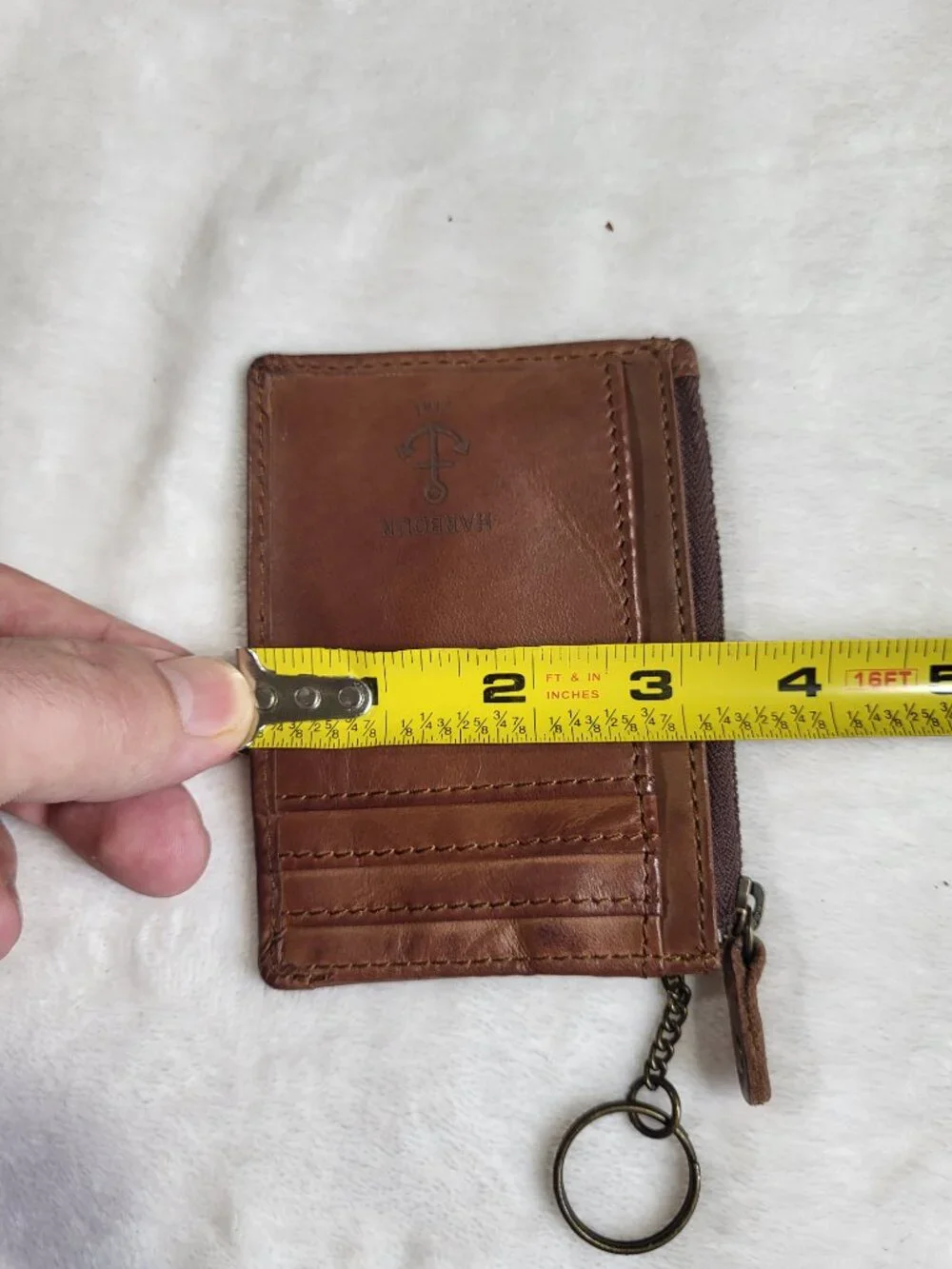 Harbour 2nd Brown Leather Key & Credit Card Holder with Zipper